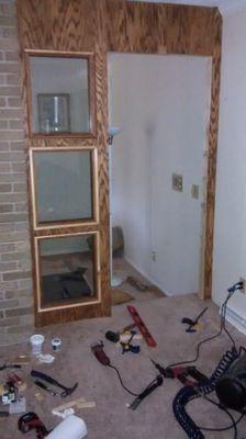 Interior Wall with Windows to Divide 2 Rooms, Designed & Built by Jack Goetz