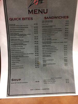 Menu updated