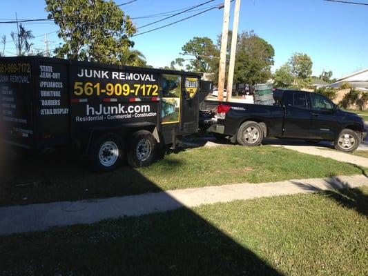 Our truck and trailer in action