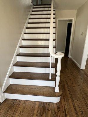 Refinished the stair treads.