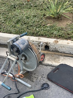 In this photo we are sneaking a storm drain in Simi Valley that has root intrusion