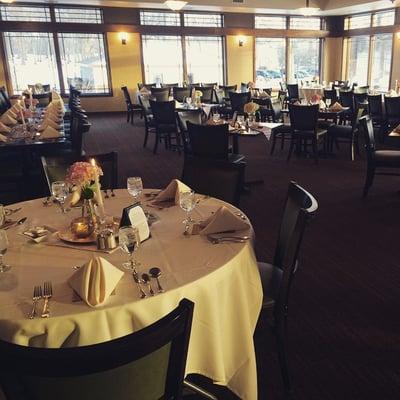 Beaver Grill Dining Room set up for an event at Beaver Hills Country Club