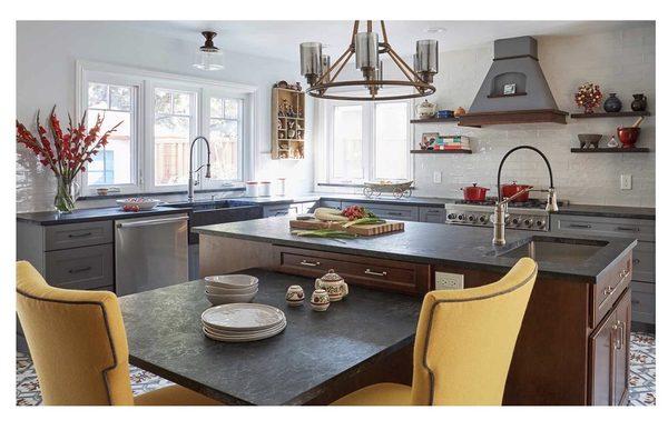 Our new kitchen with soapstone counters and sink