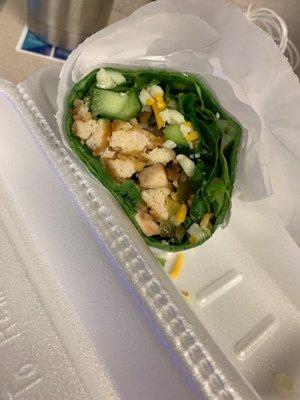 Crispy chicken spinach wrap