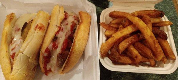 Eggplant Parm Grinder with side order of fries