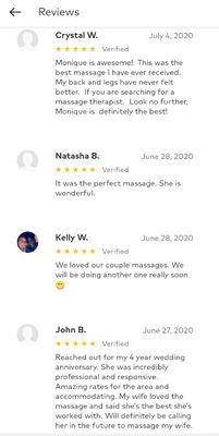 Reviews from Thumbtack app