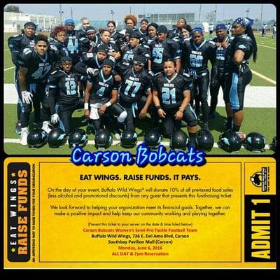 The Carson Bobcats are qualified for the IWFL 2016 playoff June25. Help Support your CarsonBobcats.