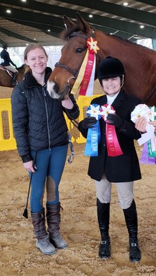 Jonie and her aide at the BEST Series in March, 2022, winning tons of great ribbons as usual in the Pleasure divisions.