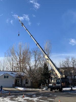 The best part of a crane removal is riding into the tree at the beginning