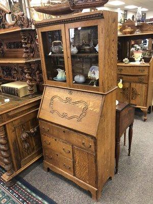 Small Tiger Oak secretary cabinet