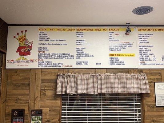 Pizza King Menu