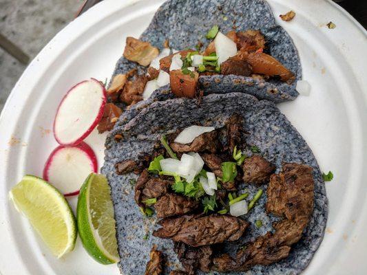 Two Tacos: Carne Asada, Chorizo Potato