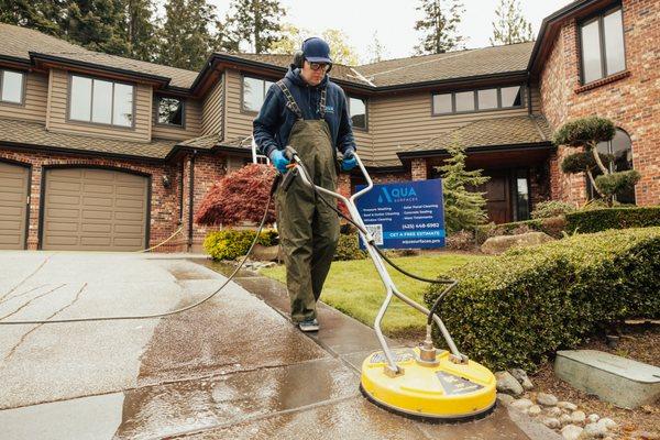 Industrial surface cleaner works 2x faster than traditional pressure washing saving the clients money