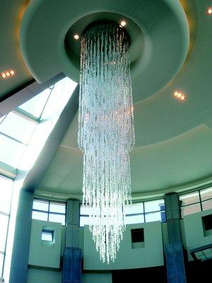 Chavele Chandelier Custom Fixture with Austrian Crystal with Blown Glass Details 31' H Custom Sizes & Finishes Available