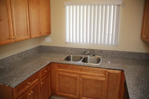 Remodeled kitchen with granite countertops