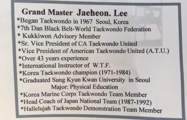 Master Lee's bio