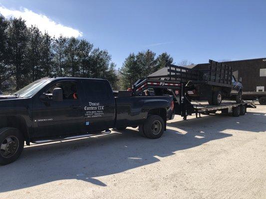 Hauling a non running heavy duty truck for a local farm.