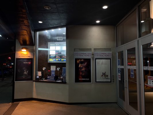 Alpine Cinemas box office. Outside.