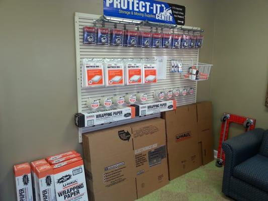 We sell locks and other moving and storage items.  We accept Visa/debit in our office.