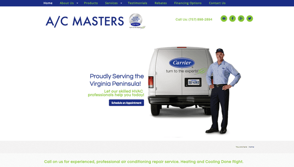 Responsive website design for regional HVAC contractor.