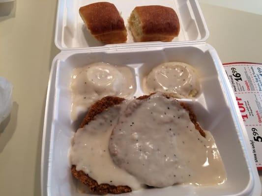 double chicken fried steak meal, double mashed potatoes, pic 2