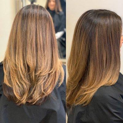 Root touch up and a blow dry style