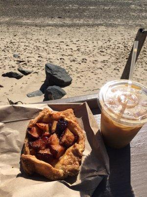 Plum Crostata and Stumptown Cold Brew coffee