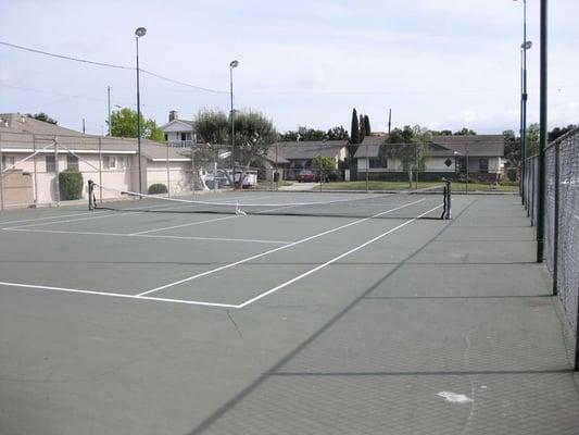 tennis court with droopy net