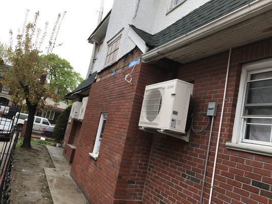 All pipes were hindered for these three outdoor units (with 8 indoor unit total) run three floors,  attic- 2 Floor-1 Floor