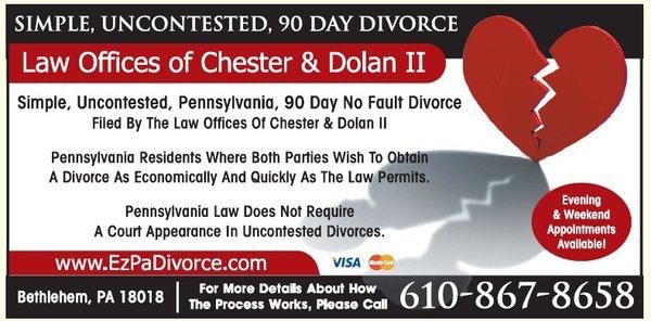 PA No-Fault Divorce in 90 Days