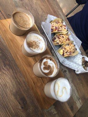 Saturday brunch coffee flight and my girlfriend got the breakfast tacos. All very good and would recommend.