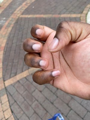 Regular manicure with clear polish