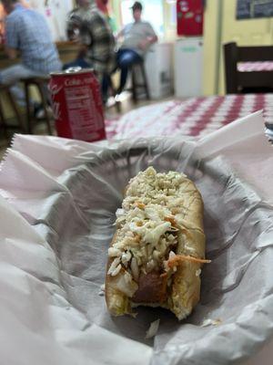 Best hot dogs at SML (try the house dog with mustard chili onions slaw); chicken salad sandwiches are house-made and tasty too.