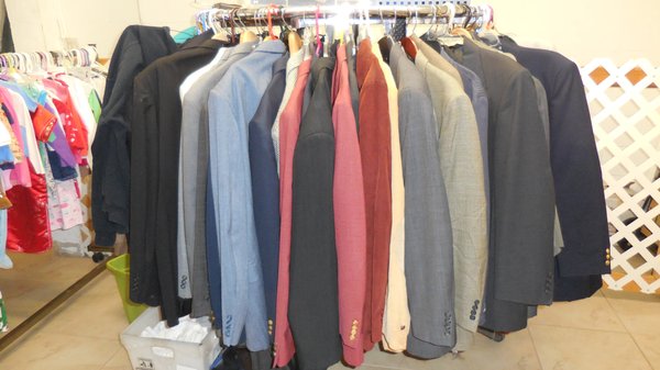 Great selection of men's jackets and suits. Beautiful ties, $1.each