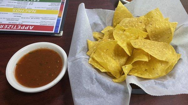 Complimentary chips and salsa