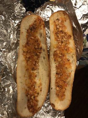 Garlic bread that came with stuffed shells.