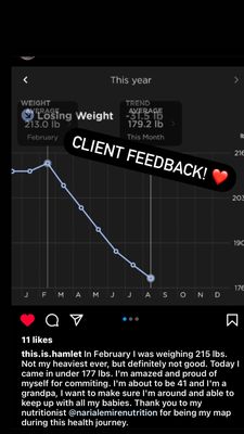 Client feedback! make sure to follow us on Instagram @narialemirenutrition