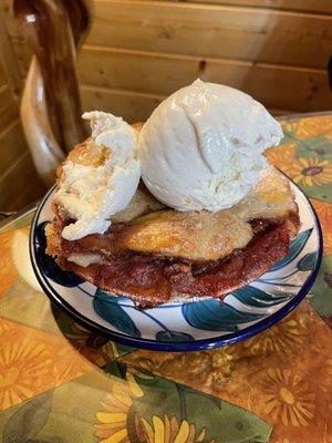 Rhubarb pie with vanilla ice cream