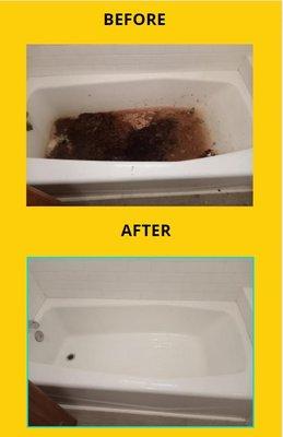 This was an emergency cleaning as client had a back up that went to the tub. Property Management companies can always count on us to deliver