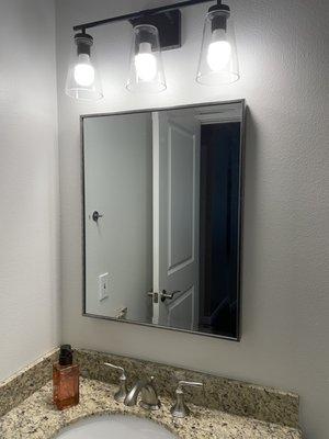 Powder room vanity mirror