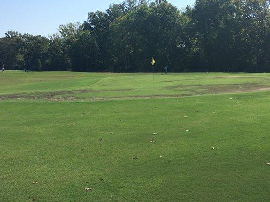 4th hole. .  The Green isn't very "Green" at all. More of a brown... other holes were this band too. They Need to water. Bad.