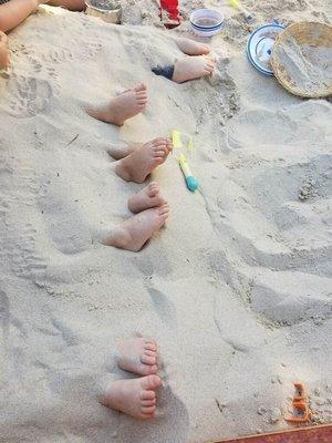 Sand between the toes.