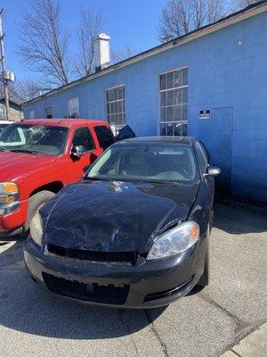 Damaged car he repaired