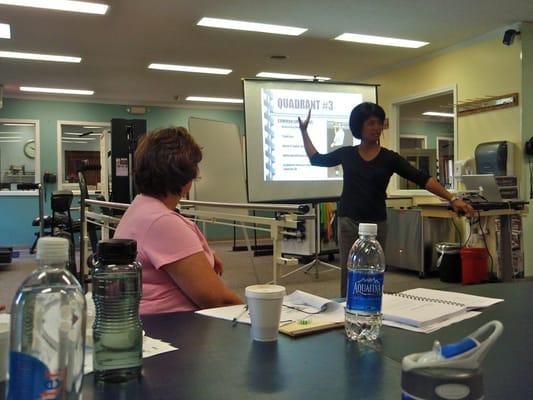 McLaughlin presenting the Missing Link in Jacksonville, NC, home of Camp Lejeune