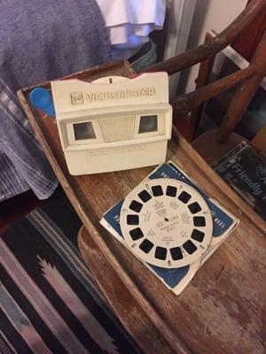 An old school view master placed by our bedside.