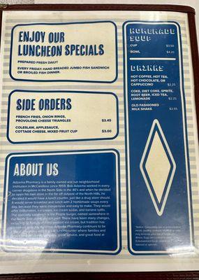 More menu for lunch