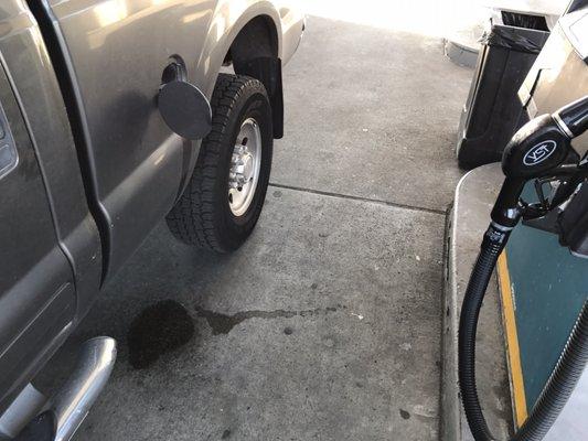 Pump was overflowing gas down the side of my truck