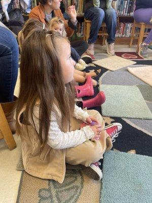 Harper enjoying storytime.