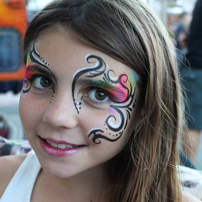 Tribal eye design by Auntie Stacey's Face Painting