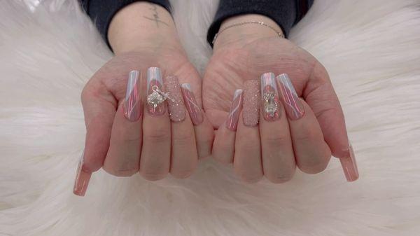 Gel X with Chrome French Tip Design